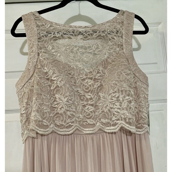 Nightway Champagne Lace Formal Empire Elegant Prom Wedding Dress Gown Size 14P - Picture 5 of 14